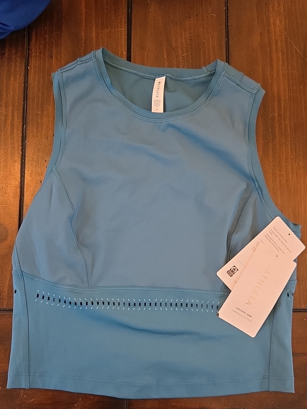 Athleta Teal Blue Laser-Cut Athletic Tank